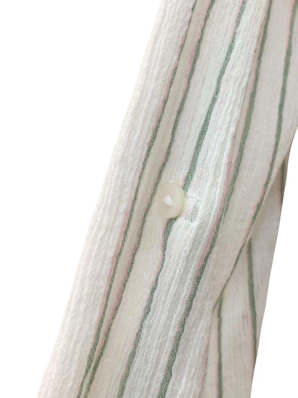 Carve Designs White Green Striped Gauze Top Cotton Tunic Coastal Boho Beach - Picture 6 of 11